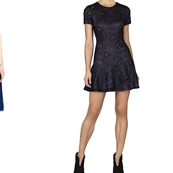 BCBG MaxAzria Marissa Black and Blue Lace Mini Dress - Picture 1 of 10